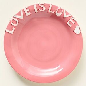 Anthropologie Dessert Plate Pink Love Is Love